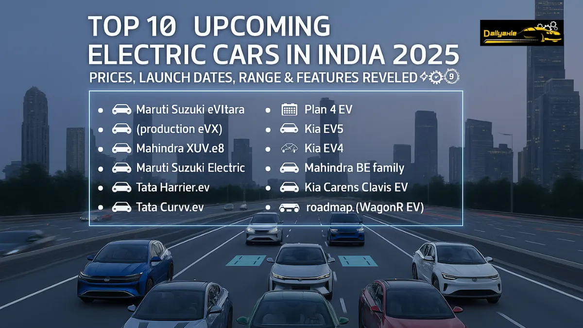 Top 10 Upcoming Electric Cars in India 2025 – Prices, Launch Dates, Range & Features Revealed